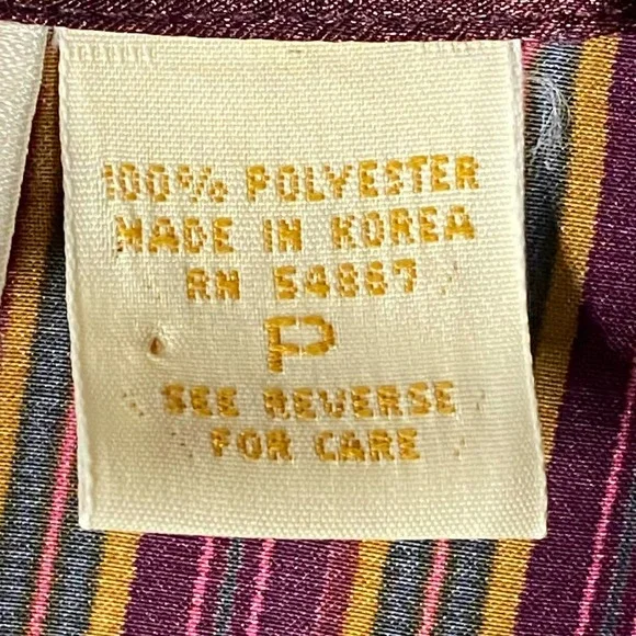 Vintage Victorias Secret Gold Label Striped Pajama PJ Top Burgundy Gold Size P - Picture 8 of 9